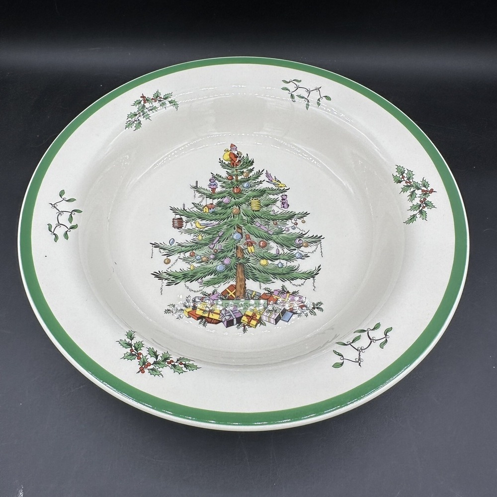 Spode CHRISTMAS TREE ROUND PASTA Salad Serving Bowl 11.5" ~ENGLAND Minty EUC NWT